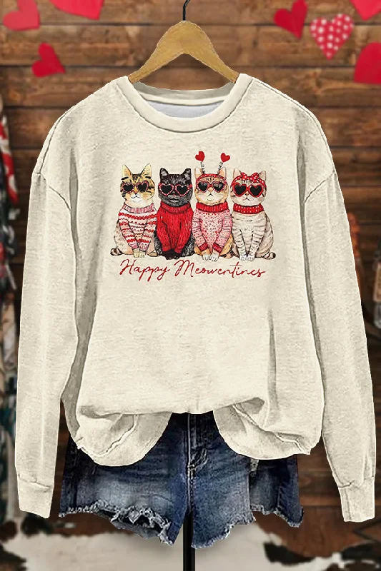 Cute Cat Valentine Sweatshirt Hoodie with Hood Adjustable Protection