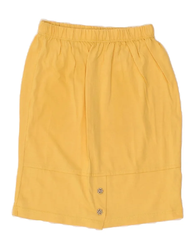 VINTAGE Womens Straight Skirt W22 2XS Yellow low waist skirt