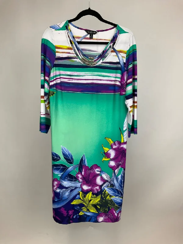 KALIJATI MULT-COLORED DRESS SZ 14 Cowl Neckline Elegant