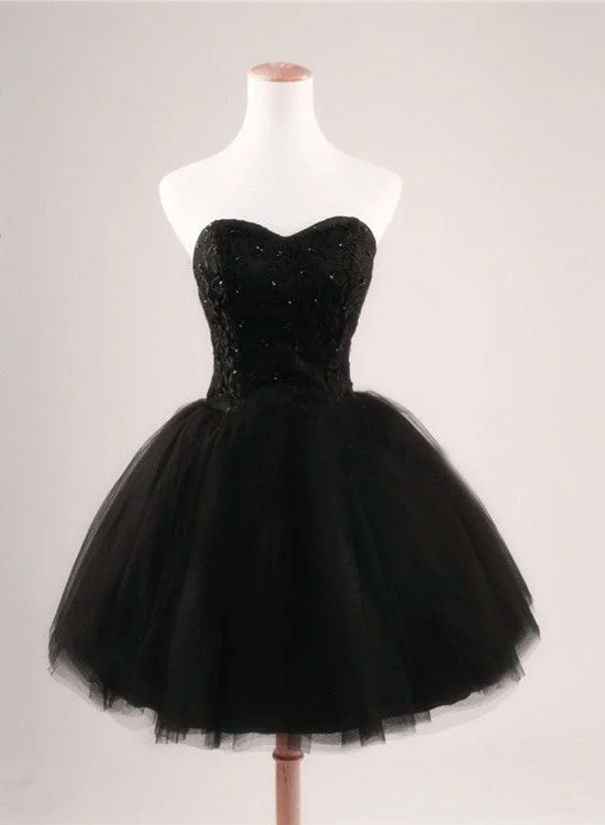 Little Black Tulle Homecoming Dress, Sweetheart Party Dress, Cute Teen Formal Dress Tunics Chinos classic