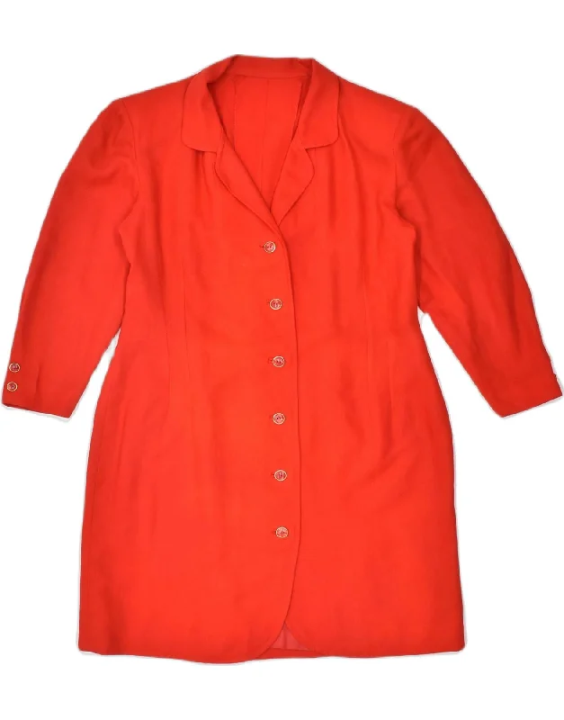 VINTAGE Womens Longline 6 Button Blazer Jacket UK 16 Large Red Cotton Notch Collar Jacket Peter Pan Collar Jacket Cowl Neck Jacket