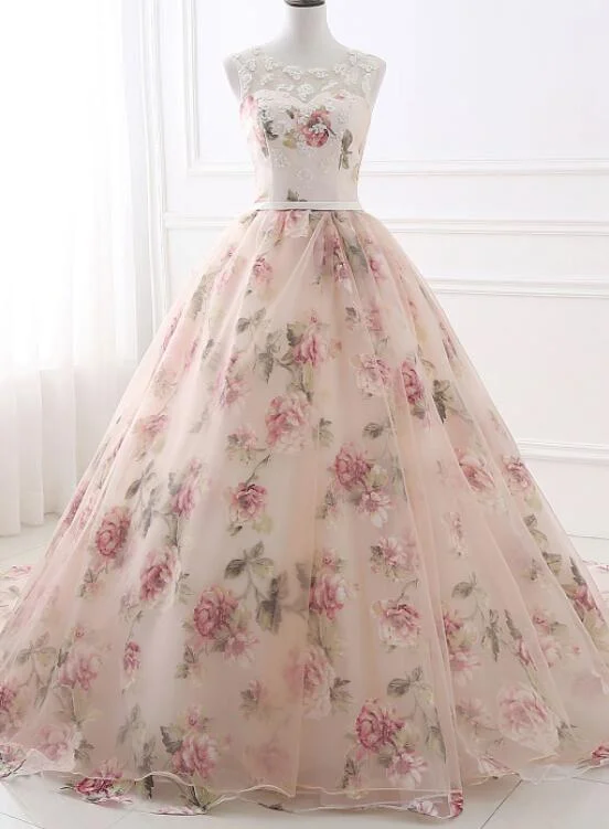 Charming Floral Organza Woman Formal Gowns,  Ball Gowns Pink Dress, Charming Party Dresses Tunics Short Trendy