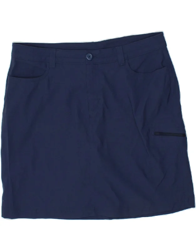 EDDIE BAUER Womens Cargo Skirt US 14 XL W34  Navy Blue Nylon silk skirt lustrous