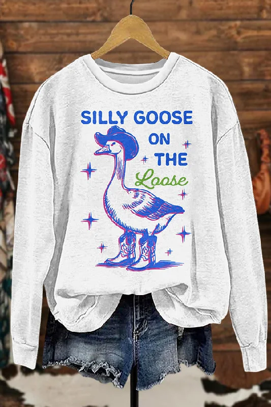 Cowboy Silly Goose Sweatshirt Hoodie with Stripes Bold Sporty