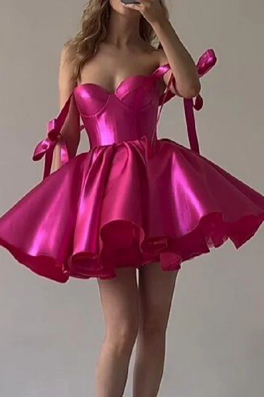 Hot Pink Sweetheart A-Line Homecoming Dress Short Party Dress, DP2958 Tunics Ceremony elegant