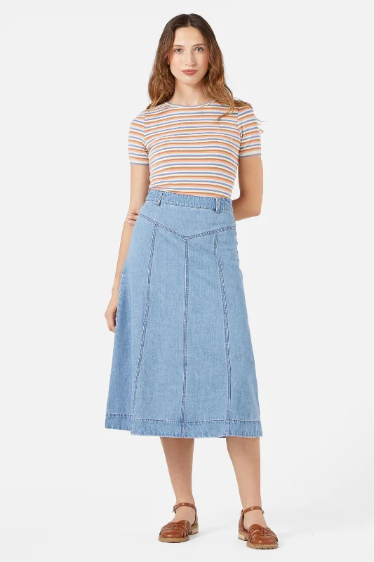 Olinda Denim Midi Skirt cashmere skirt soft