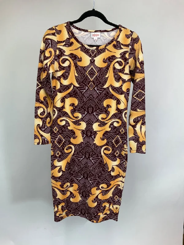 LULAROE BURGUNDY AND GOLD DRESS SZ S Tunics Silk luxurious