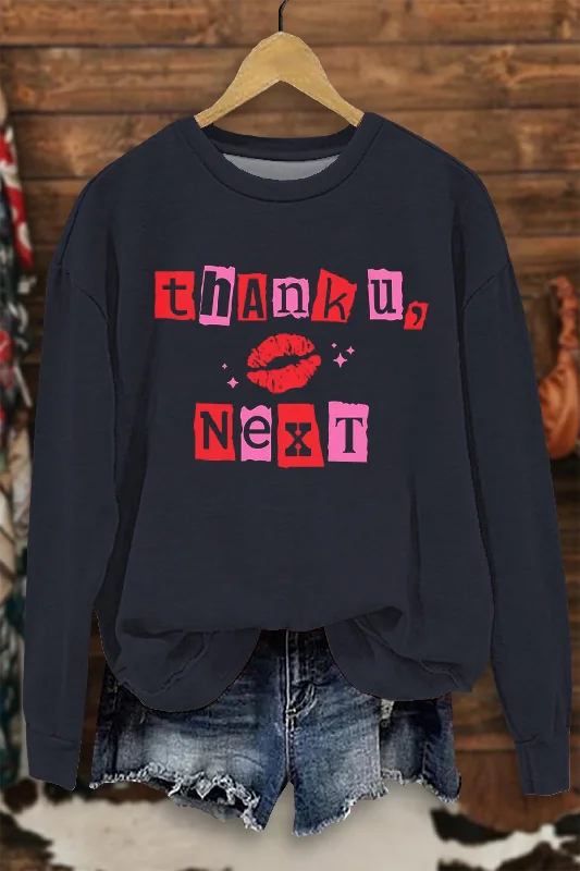Thank U Next Print Sweatshirt Hoodie with Magnetic Closure Innovative Modern