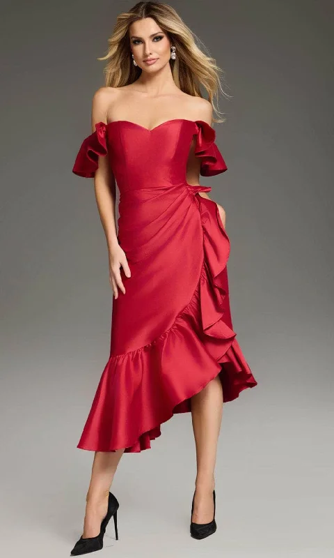 Jovani 39264 - Off-Shoulder Sheath Knee-Length Dress Shift Classic Vintage