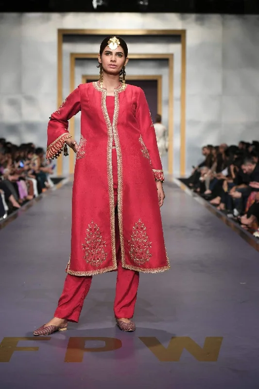 Yasmin Zaman - Red Jacket - F-186 Fitted Jacket Loose Jacket Oversized Jacket