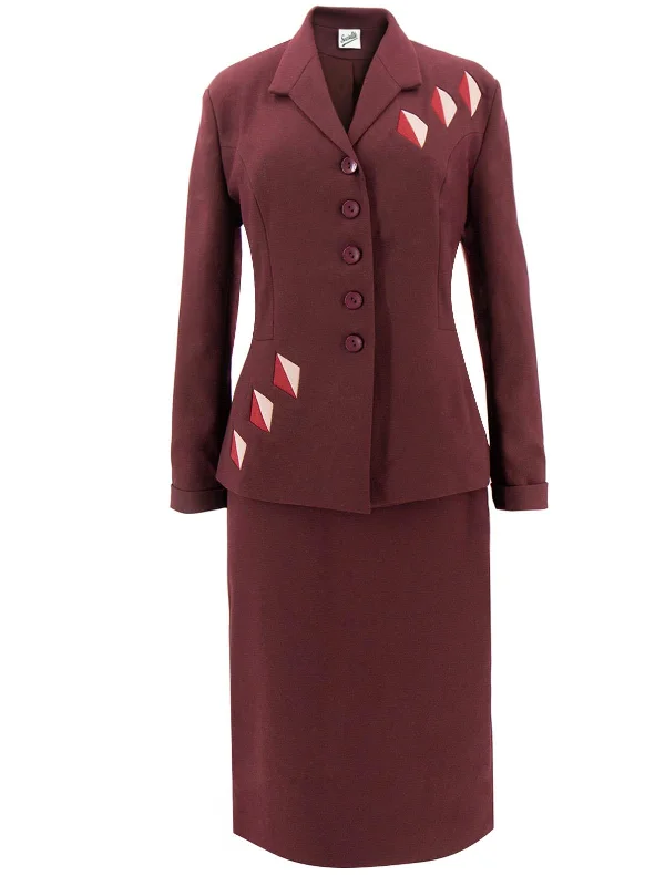 1940s Vintage Majestic Skirt Suit in Cardinal Red cashmere skirt soft