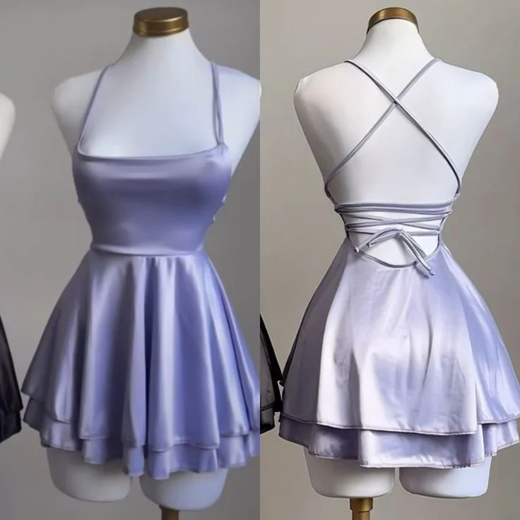 Light Lilac A-Line Simple Cute Homecoming Dress Mini Party Dress, DP3241 Tunics Trendy modern