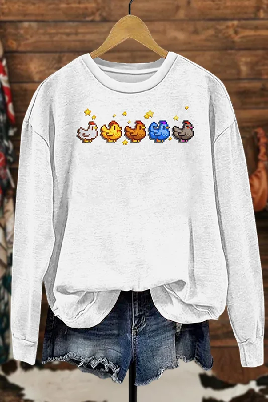 Stardew Valley Chicken Sweatshirt Hoodie with Illustration Artistic Creative