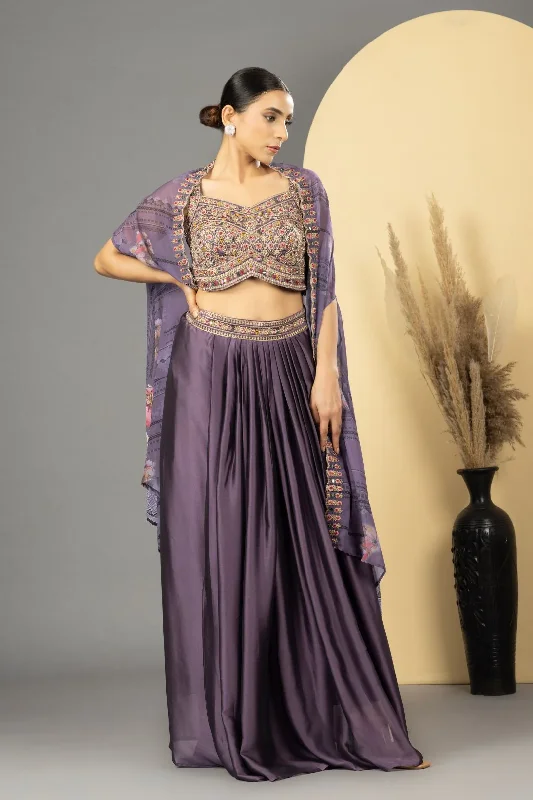 Purple Skirt Set With Cape - Rent leather skirt bold