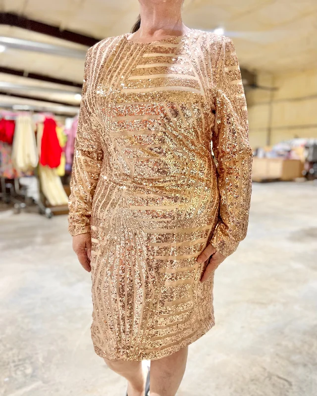 Rose Gold Sequin Dress w/ Open Back Detail Tunics Review highly