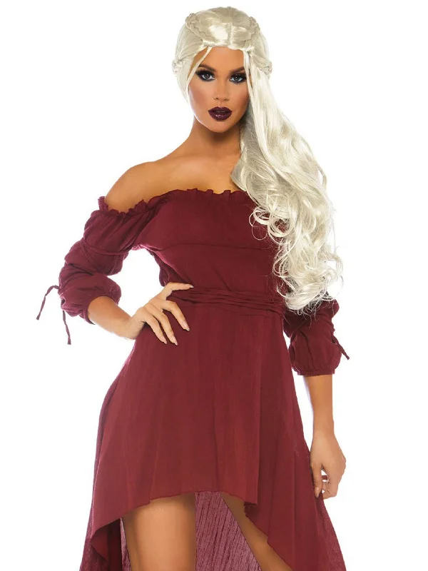 Gauze Pirate Wench Peasant Dress Burgundy Red Tunics Ceremony elegant