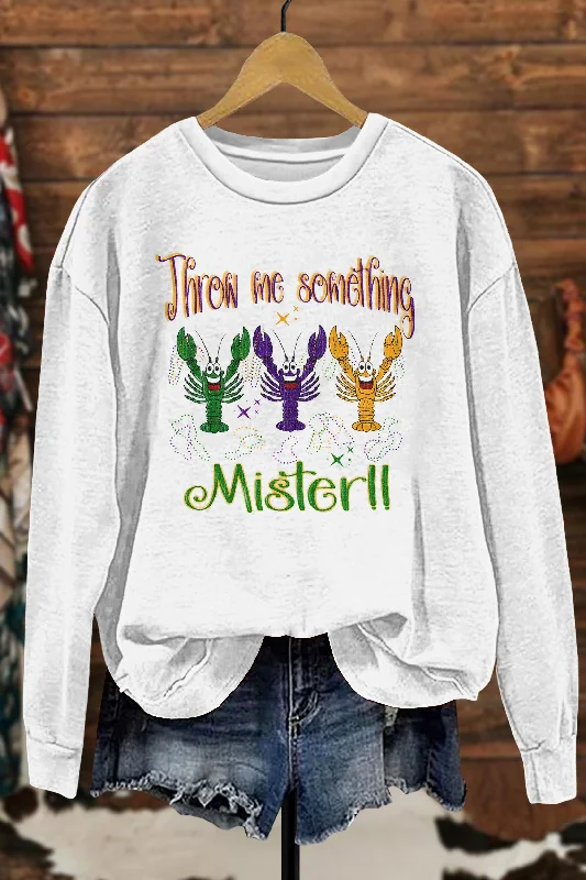 Mardi Gras Crawfish Sweatshirt Hoodie with Hem Drawcord Adjustable Customizable
