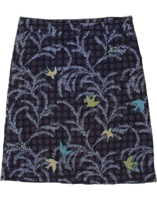 WHITE STUFF Womens A-Line Skirt UK 14 Medium W34 Navy Blue Floral velvet skirt rich