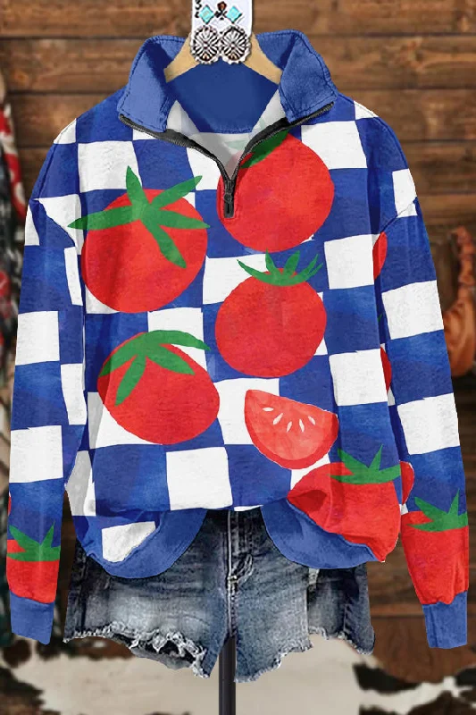 Classic Contrast Print Sweatshirt Zip Hoodie Drawstring Kangaroo Pocket
