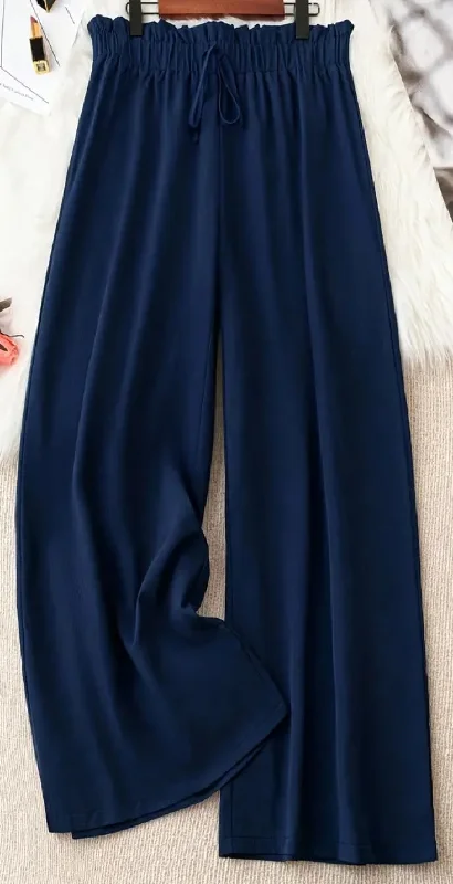 Curvy Navy Paperbag Pants ☆1x/3x Lightweight Jogger Pants