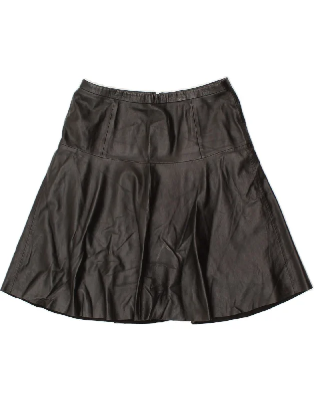 ESPRIT Womens Leather A-Line Skirt UK 8 Small W28 Black Leather leather skirt refined
