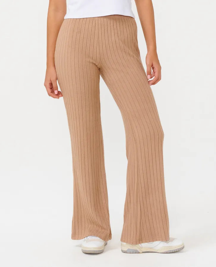 Cosy Flare Pant - Beige Comfy High-Waist Jeans