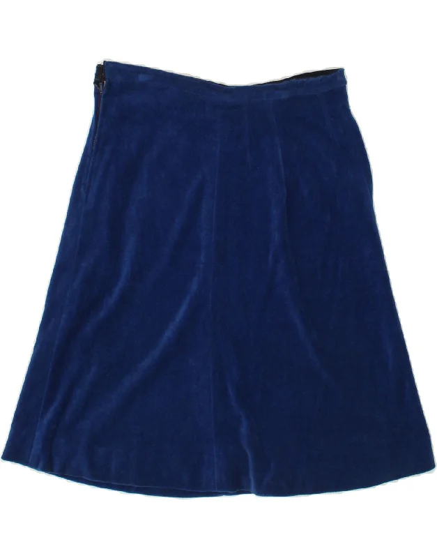 VINTAGE Womens Velvet A-Line Skirt W28 Medium Blue corduroy skirt cozy