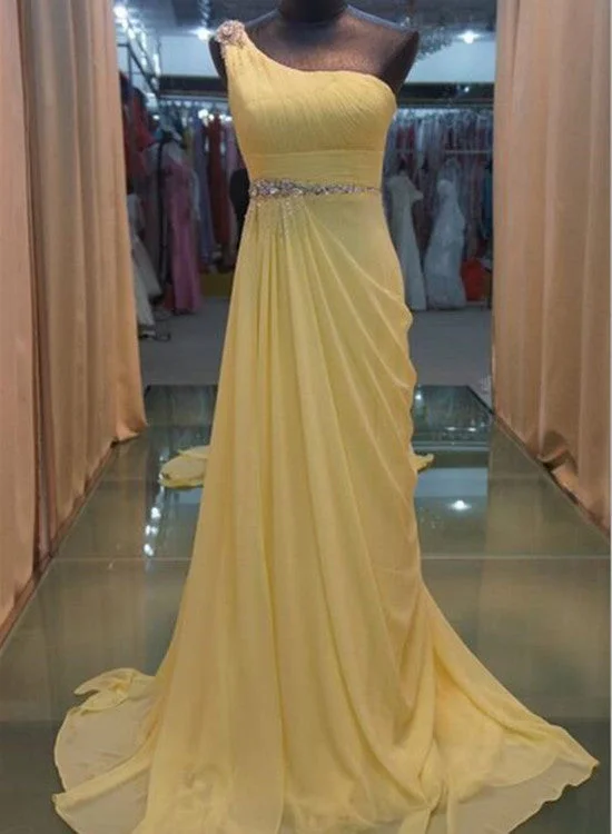 Yellow Prom Dress, Chiffon Party Dress, Floor Length Party Gowns Tunics Formal black
