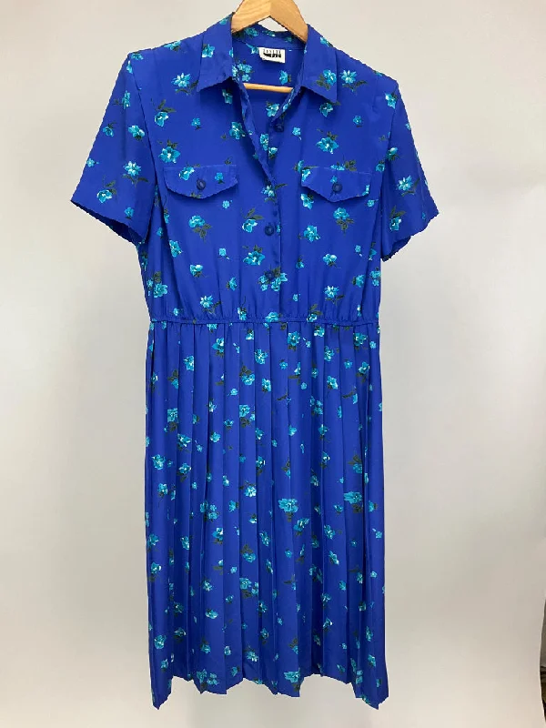 LESLIE FAY BLUE FLORAL DRESS SZ 14 Tunics Luxurious premium