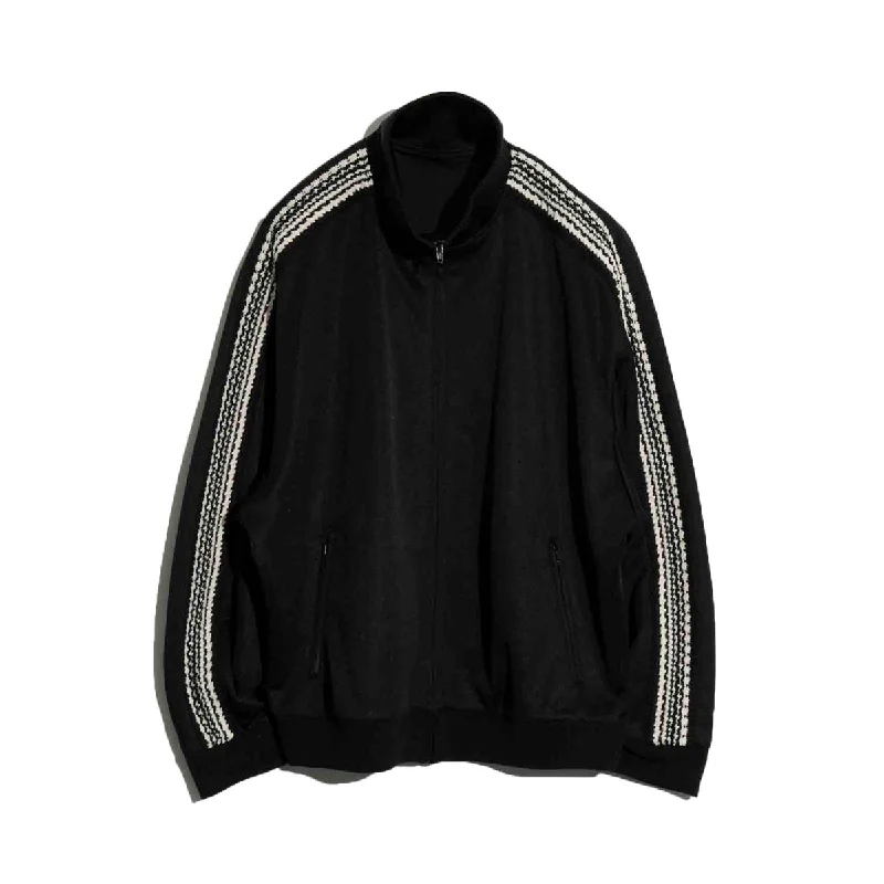 [MAISON SPECIAL]Prime-Over Crochet Line Track Jacket/BLACK(11232111301) Zip Front Button Front Snap Front