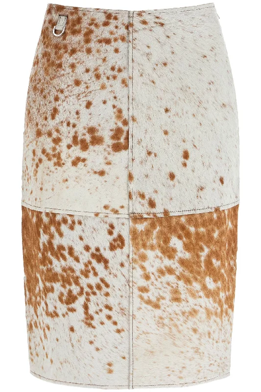 "leopard print midi skirt 16028 LIGHT BROWNE WHITE COW satin skirt smooth