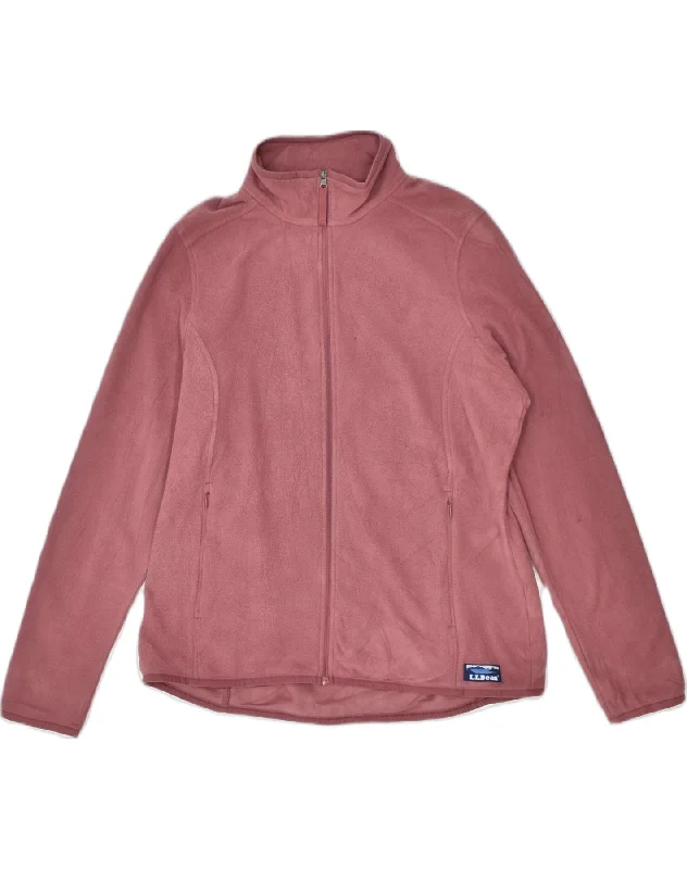 L.L.BEAN Womens Fleece Jacket UK 14 Medium Pink Polyester V-Neck Jacket Boat Neck Jacket Square Neck Jacket