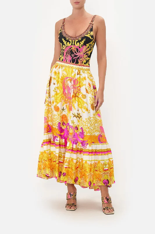 GATHERED RUFFLE HEM SKIRT SQUID SQUAD cashmere skirt rich