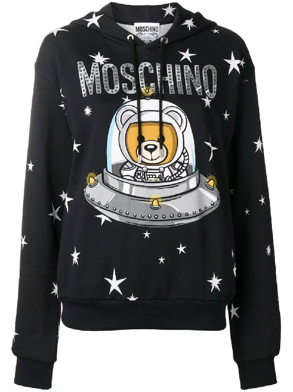 Space Teddy hoodie Hoodie with Hem Ribbing Snug Secure
