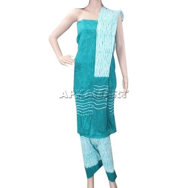 Sea Green and White Tie and Dye Dress Material Tunics Sophisticated sleek