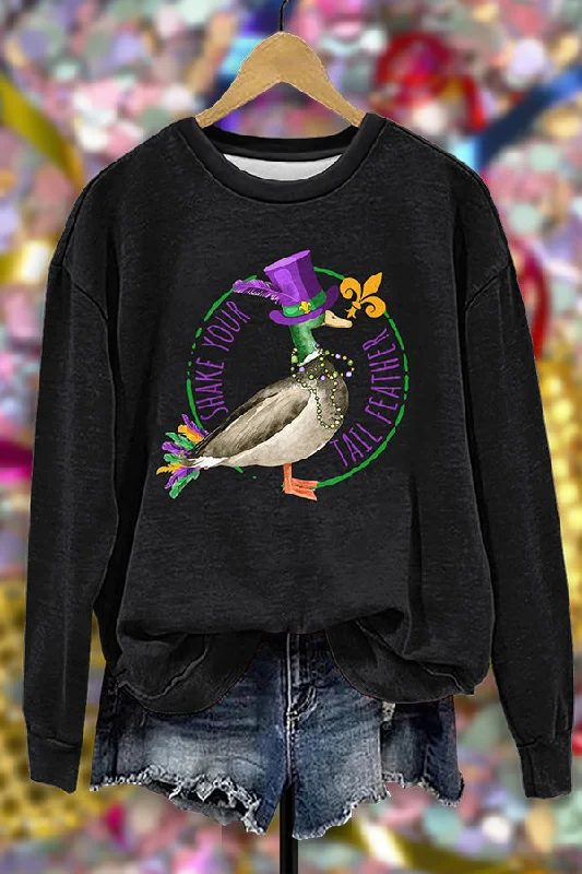 Shake Your Tail Feather Print Sweatshirt Hoodie with Contrast Stitching Detailed Premium