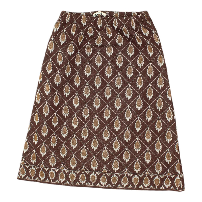 Lanvin Womens Brown Patterned A Line Skirt | Vintage High End Designer VTG velvet skirt glossy
