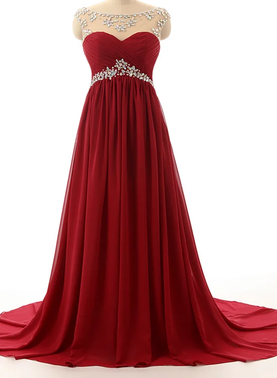 Wine Red Chiffon Beaded Long Handmade Prom Dress, Elegant Party Dress, Pretty Formal Dress Mermaid Tail Wedding