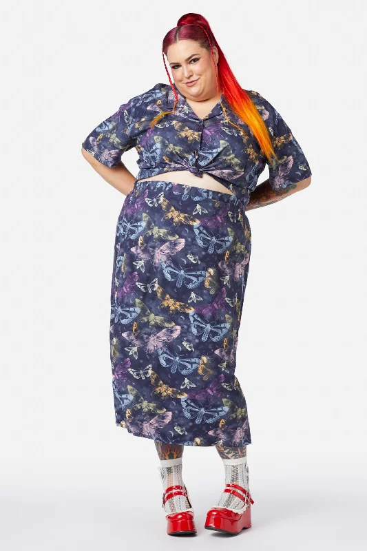 Curve Lunar Moth Print Maxi Skirt vintage skirt charm