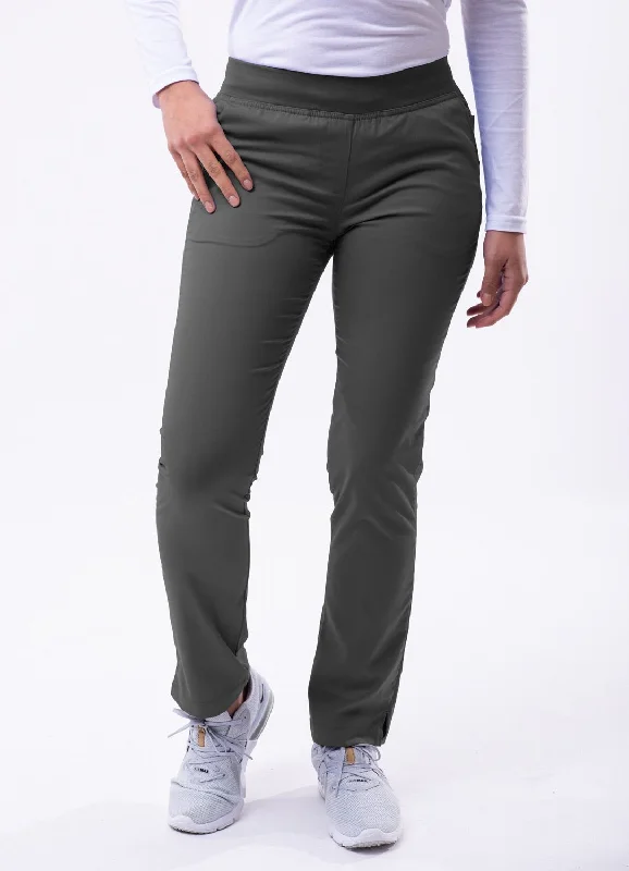 Skinny Leg Yoga Scrubs Pants by Adar (Regular)  XXS-3XL/ Pewter Trendy Work Pants
