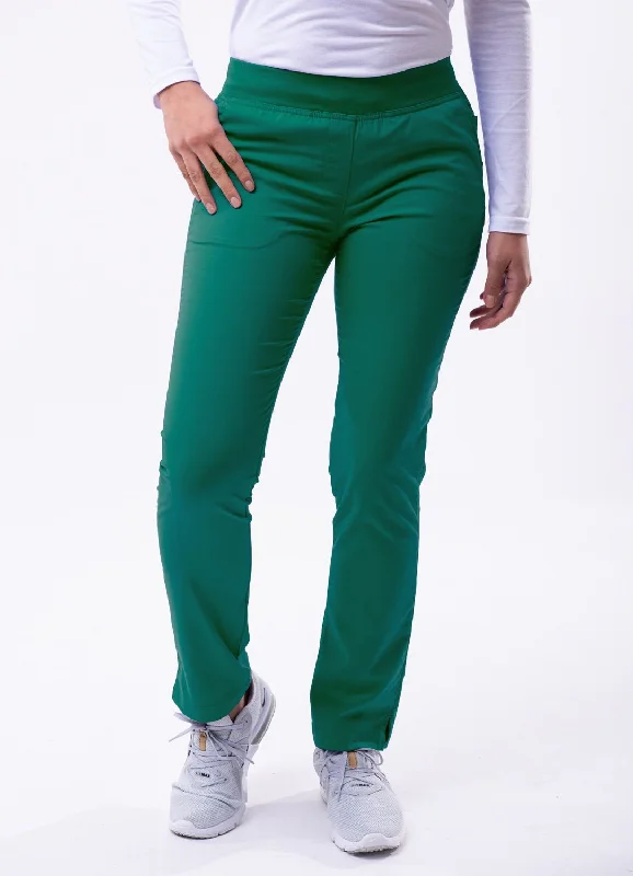 Skinny Leg Yoga Scrubs Pants by Adar (Regular)  XXS-3XL/ Hunter Green Wide-Legged Palazzos