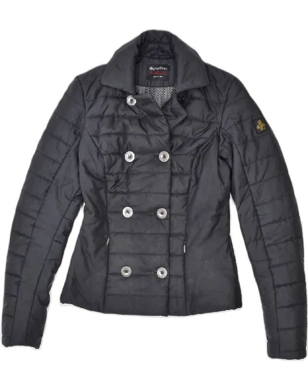REFRIGIWEAR Womens Padded Jacket IT 40 Small Black Polyamide Chenille Fabric Brocade Fabric Lace Fabric