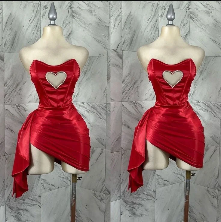 Red Sweetheart Sheath Short Party Dress Homecoming Dress, DP4109 Tunics Versatile stylish