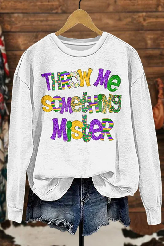 Mardi Gras Doodle Sweatshirt Hoodie with Fur Luxurious Winter