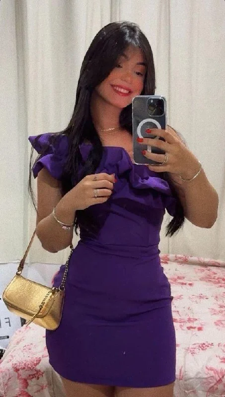 Purple One Shoulder Sheath Mini Evening Party Dress Homecoming Dress, DP3254 Tunics Designer luxury