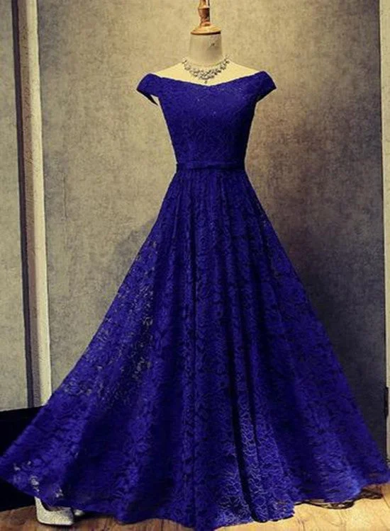 Lace Long Formal Dresses, Blue Party Dresses, Charming Formal Gowns Tunics Running lightweight
