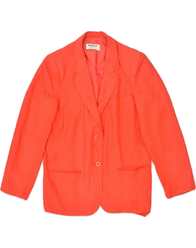 MARELLA Womens 2 Button Blazer Jacket UK 10 Small Red Linen Print Jacket Jacquard Jacket Embroidered Jacket