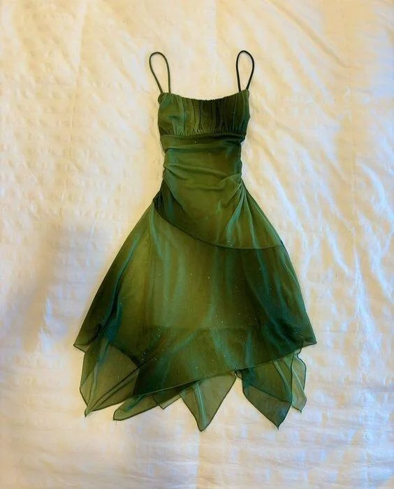 Green Spaghetti Straps Sheath Shiny Evening Party Dress Cocktail Dress, DP3249 Tunics Exclusive limited