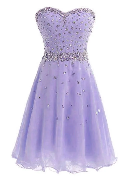 Beautiful Lavender Short Beaded Junior Prom Dress, Cute Party Dress Tunics Luxurious high-end