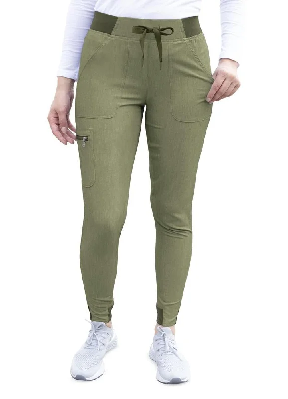 Pro Heather Collection Jogger Scrub Pant by Adar (Regular) XXS-3XL / Heather Olive Elegant High-Waist Pants